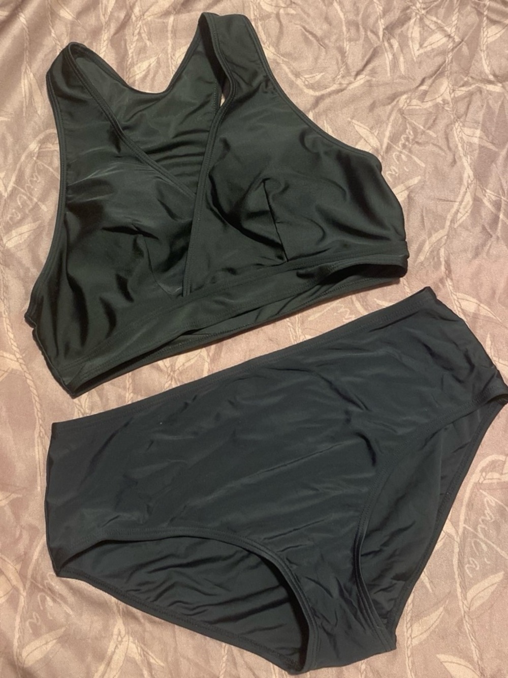 Black Women's Tank Bikini Top and High-Waist Bottom Set